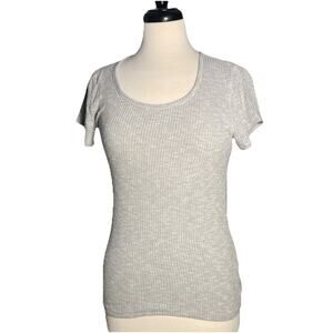 Abercrombie & Fitch Short Sleeve Ribbed Sweater Women's Heathered Gray Sz M